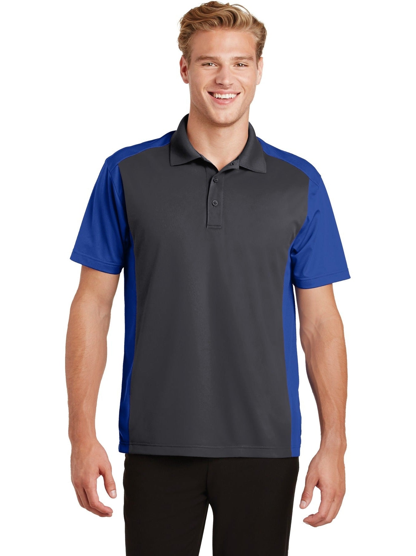 Sport-Tek Colorblock Micropique Sport-Wick Polo-Regular-Sport-Tek-Iron Grey/True Royal-S-Thread Logic