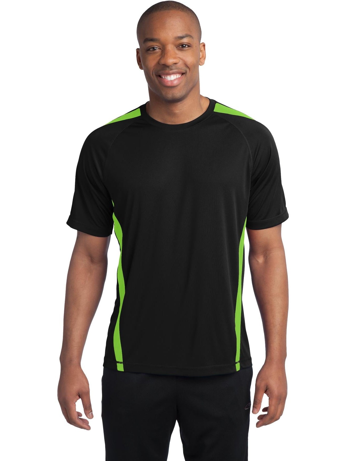 Sport-Tek Colorblock Posicharge Competitor Tee-Regular-Sport-Tek-Black/Lime Shock-S-Thread Logic