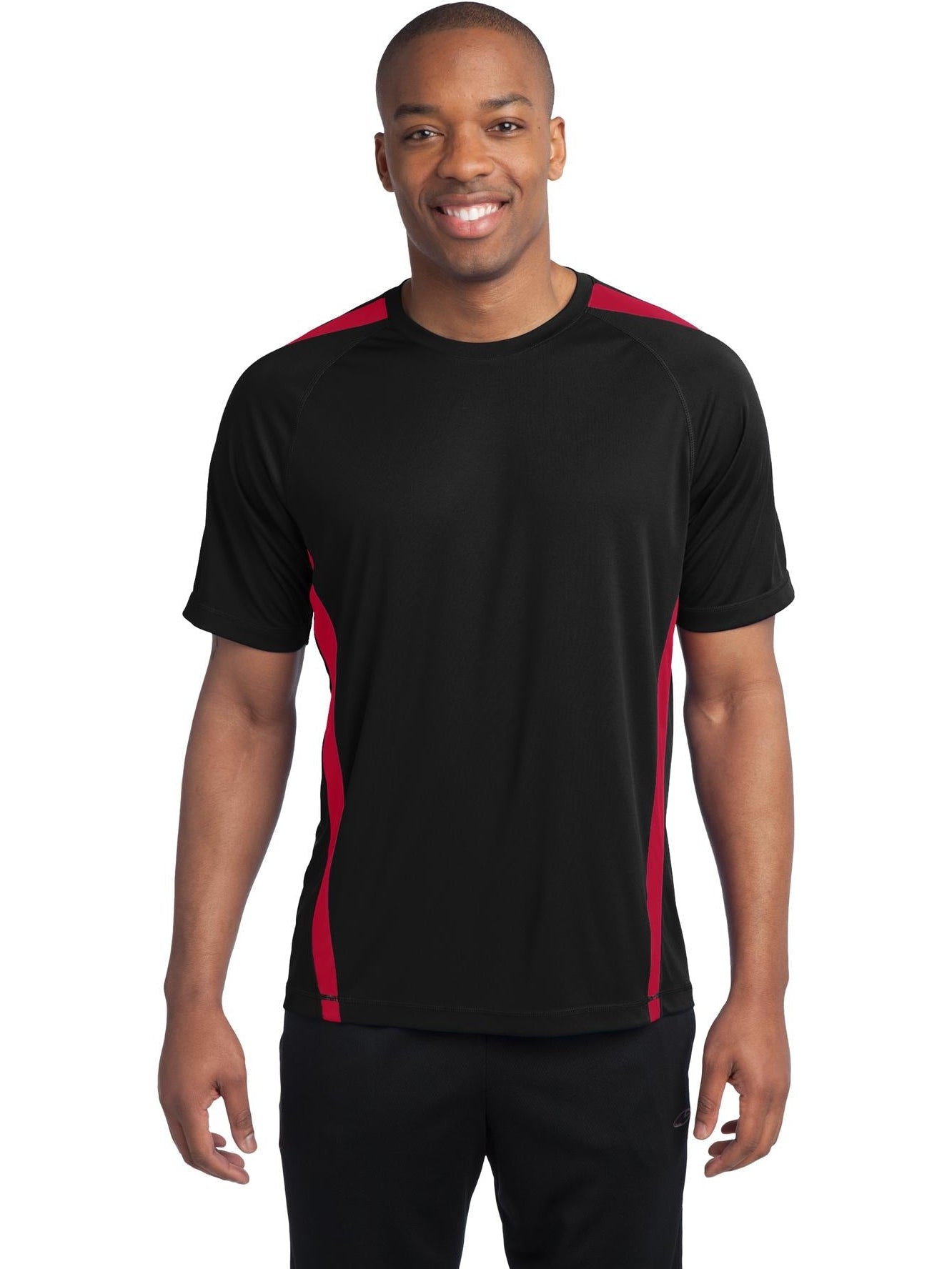 Sport-Tek Colorblock Posicharge Competitor Tee-Regular-Sport-Tek-Black/True Red-S-Thread Logic