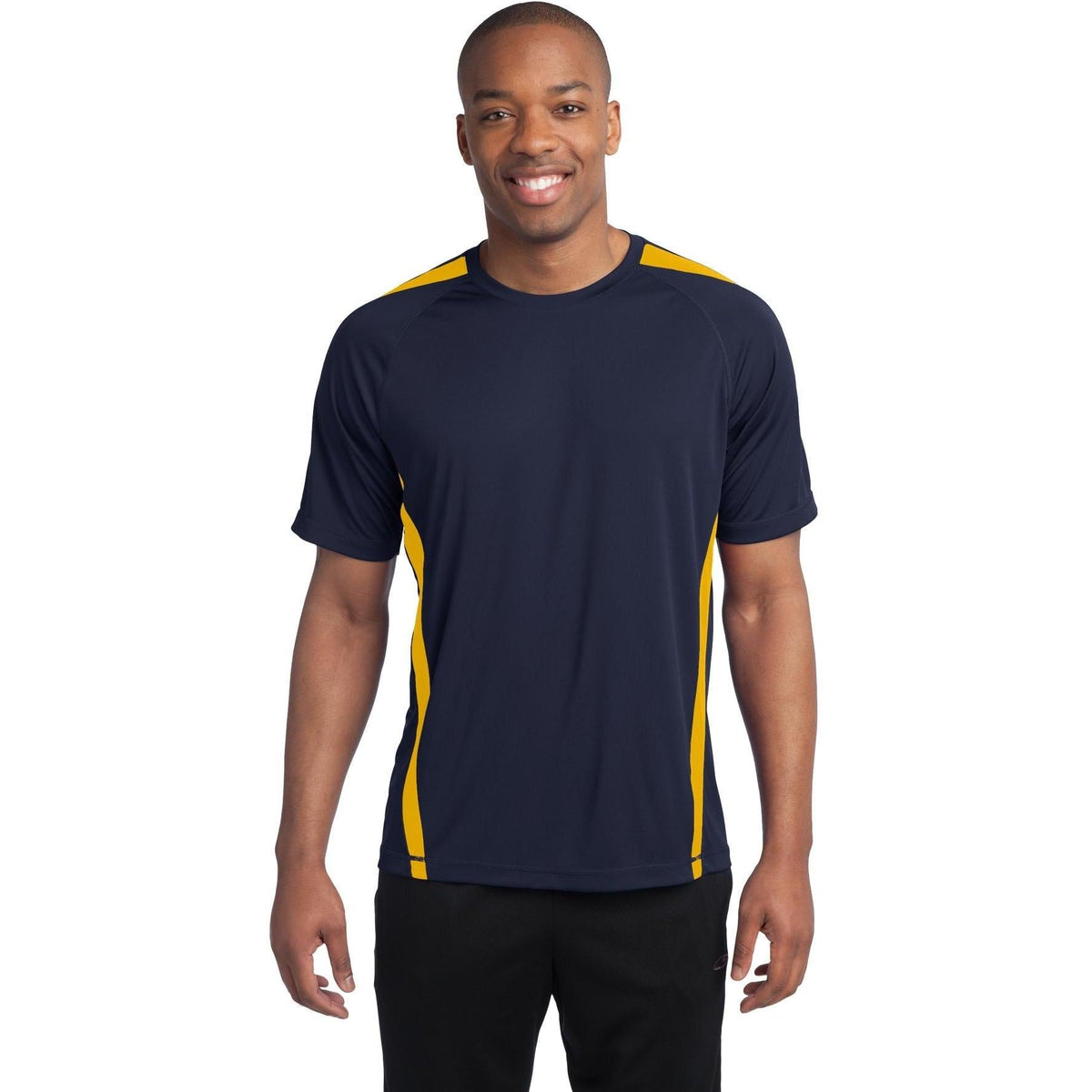 no-logo Sport-Tek Colorblock Posicharge Competitor Tee-Regular-Sport-Tek-True Navy/Gold-S-Thread Logic