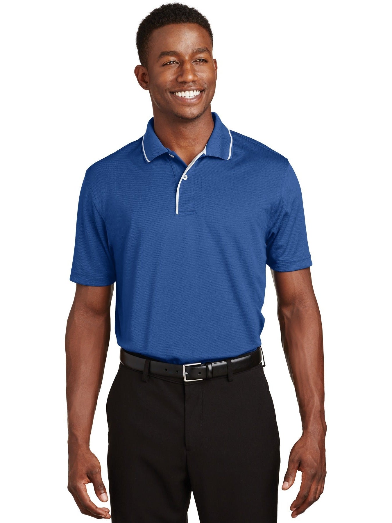 Sport-Tek Dri-Mesh Polo with Tipped Collar and Piping-Regular-Sport-Tek-Royal/White-S-Thread Logic