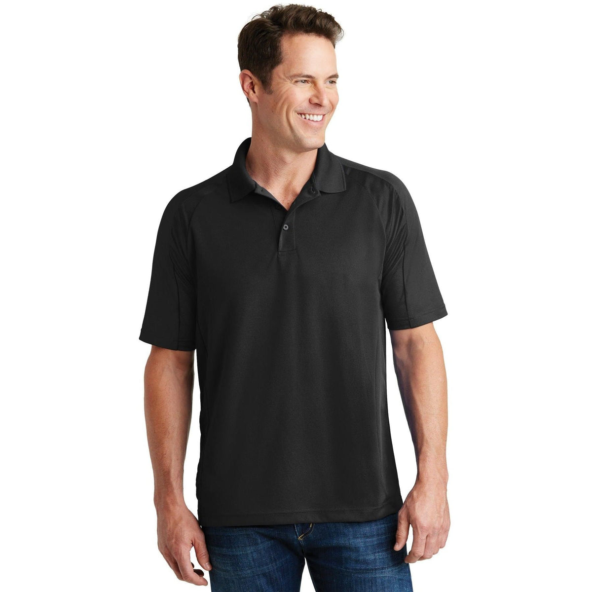 logo-left Sport-Tek Dri-Mesh Pro Polo-Regular-Sport-Tek-Black-S-Thread Logic