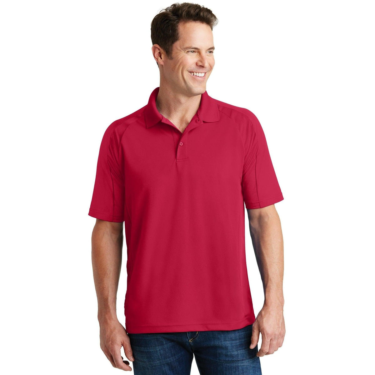 logo-left Sport-Tek Dri-Mesh Pro Polo-Regular-Sport-Tek-Engine Red-S-Thread Logic