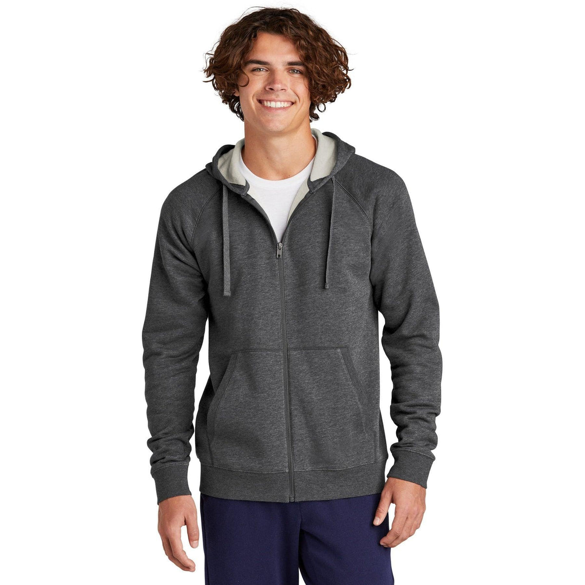 no-logo Sport-Tek Drive Fleece Hooded Full-Zip-Regular-Sport-Tek-Graphite Heather-2XL-Thread Logic