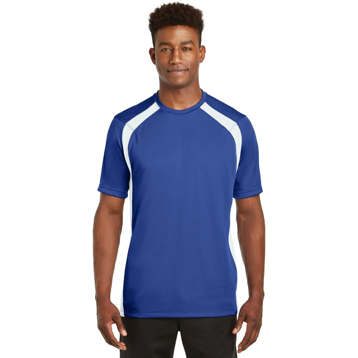 no-logo Sport-Tek Dry Zone Colorblock Crew-Polos-Sport-Tek-True Royal/White-S-Thread Logic