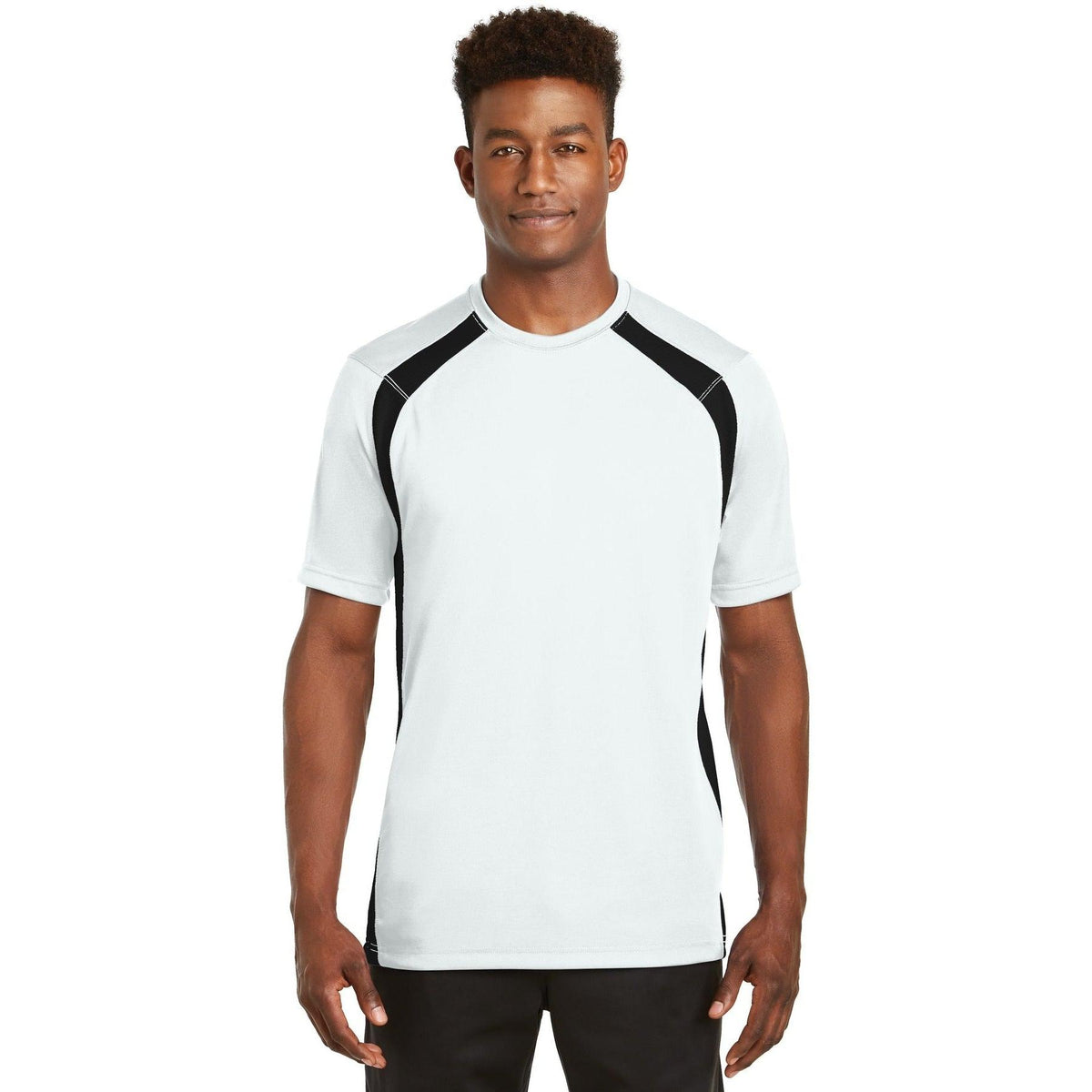 no-logo Sport-Tek Dry Zone Colorblock Crew-Polos-Sport-Tek-White/Black-S-Thread Logic