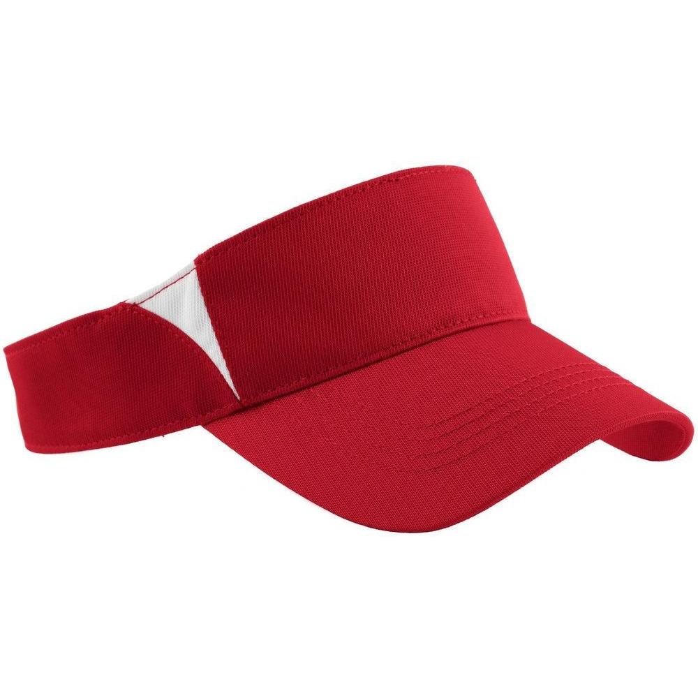 no-logo Sport-Tek Dry Zone Colorblock Visor-Regular-Sport-Tek-True Red/White-OSFA-Thread Logic
