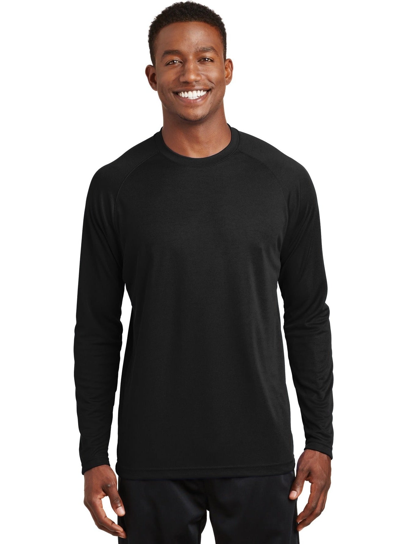 Sport-Tek Dry Zone Long Sleeve Raglan T-Shirt-Regular-Sport-Tek-Black-S-Thread Logic