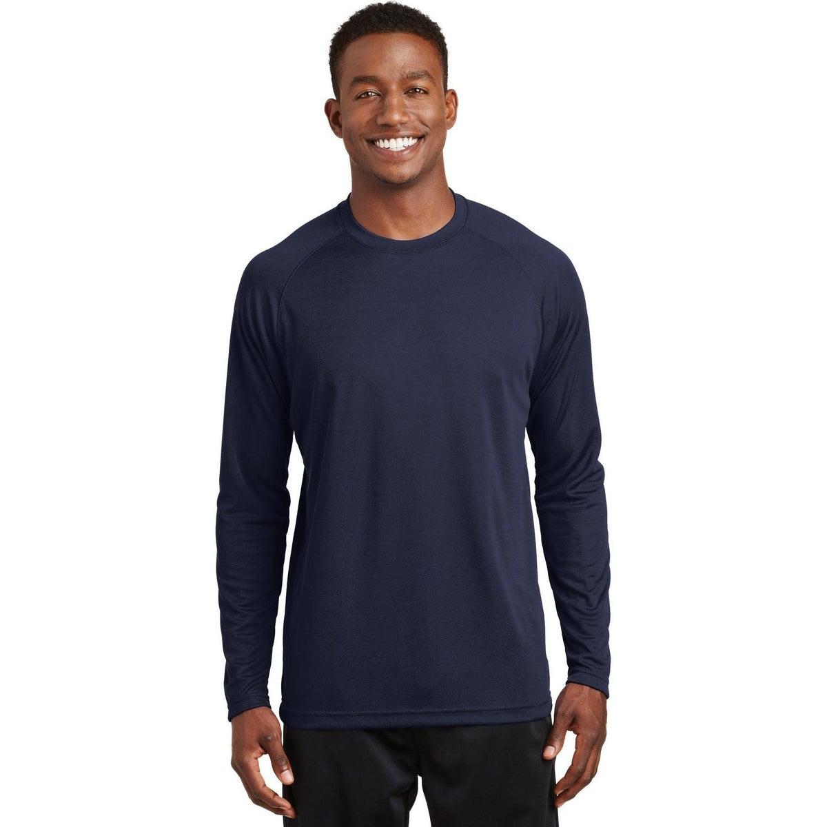 logo-left Sport-Tek Dry Zone Long Sleeve Raglan T-Shirt-Regular-Sport-Tek-True Navy-S-Thread Logic