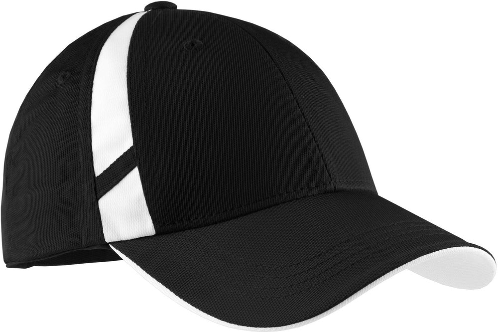 Sport-Tek Dry Zone Mesh Inset Cap-Regular-Sport-Tek-Black/White-OSFA-Thread Logic no-logo