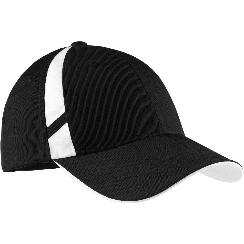 no-logo CLOSEOUT - Sport-Tek Dry Zone Mesh Inset Cap-Headwear-Sport-Tek-Black/White-OSFA-Thread Logic