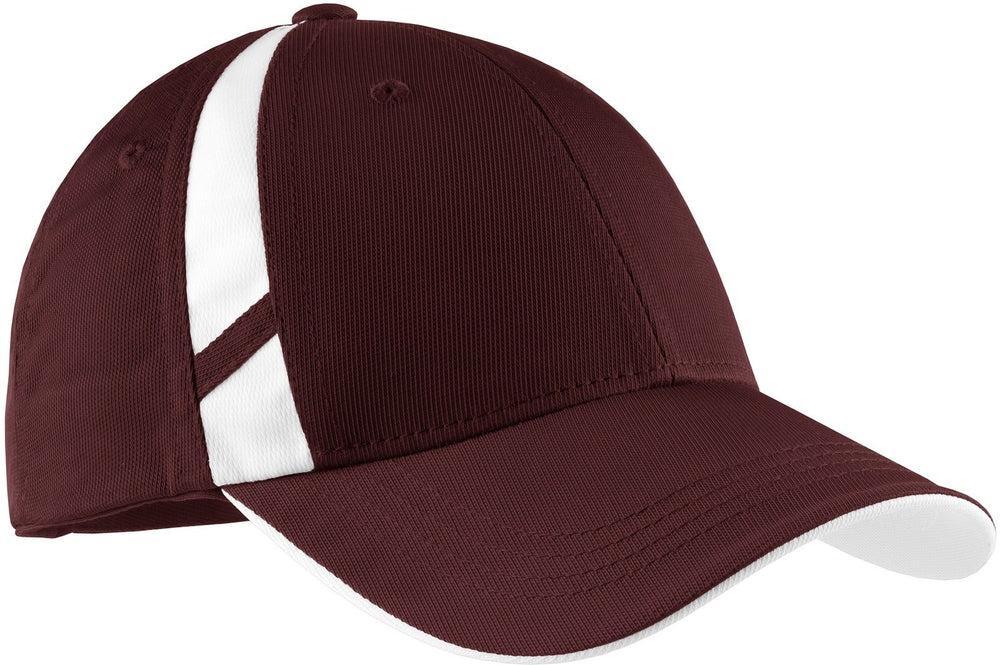Sport-Tek Dry Zone Mesh Inset Cap-Regular-Sport-Tek-Maroon/White-OSFA-Thread Logic no-logo