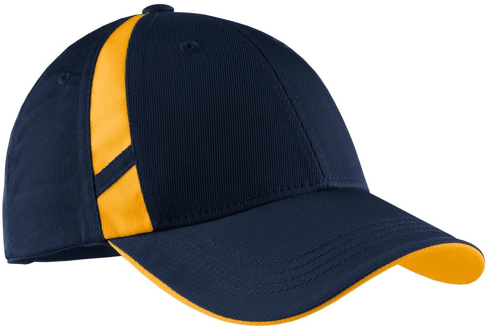 Sport-Tek Dry Zone Mesh Inset Cap-Regular-Sport-Tek-True Navy/Gold-OSFA-Thread Logic no-logo