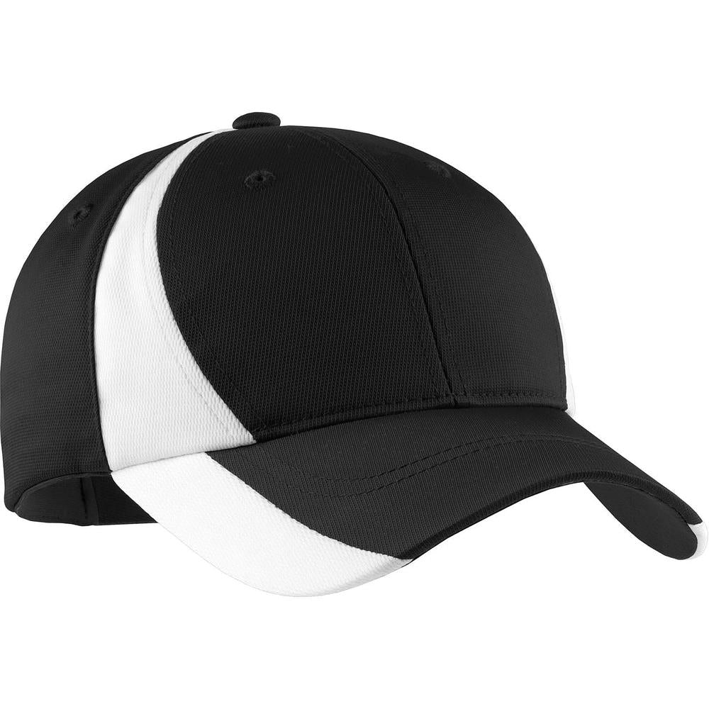 no-logo Sport-Tek Dry Zone Nylon Colorblock Cap-Headwear-Sport-Tek-Black/White-OSFA-Thread Logic