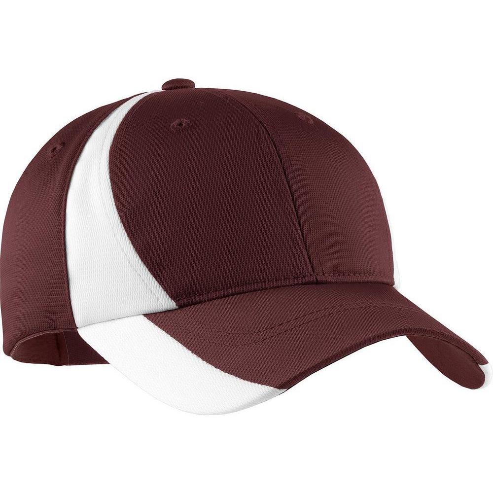 no-logo Sport-Tek Dry Zone Nylon Colorblock Cap-Headwear-Sport-Tek-Maroon/White-OSFA-Thread Logic