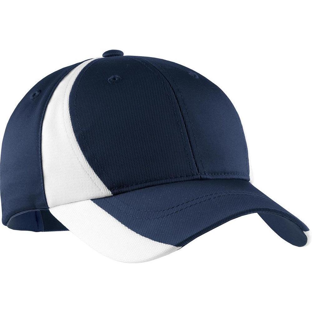 no-logo Sport-Tek Dry Zone Nylon Colorblock Cap-Headwear-Sport-Tek-True Navy/White-OSFA-Thread Logic