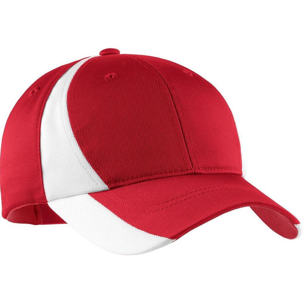 no-logo Sport-Tek Dry Zone Nylon Colorblock Cap-Headwear-Sport-Tek-True Red/White-OSFA-Thread Logic