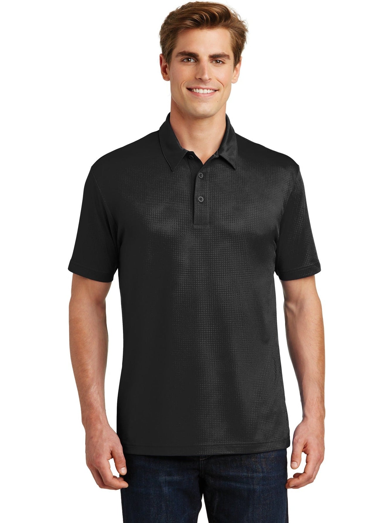 Sport-Tek Embossed Posicharge Tough Polo-Regular-Sport-Tek-Black-S-Thread Logic