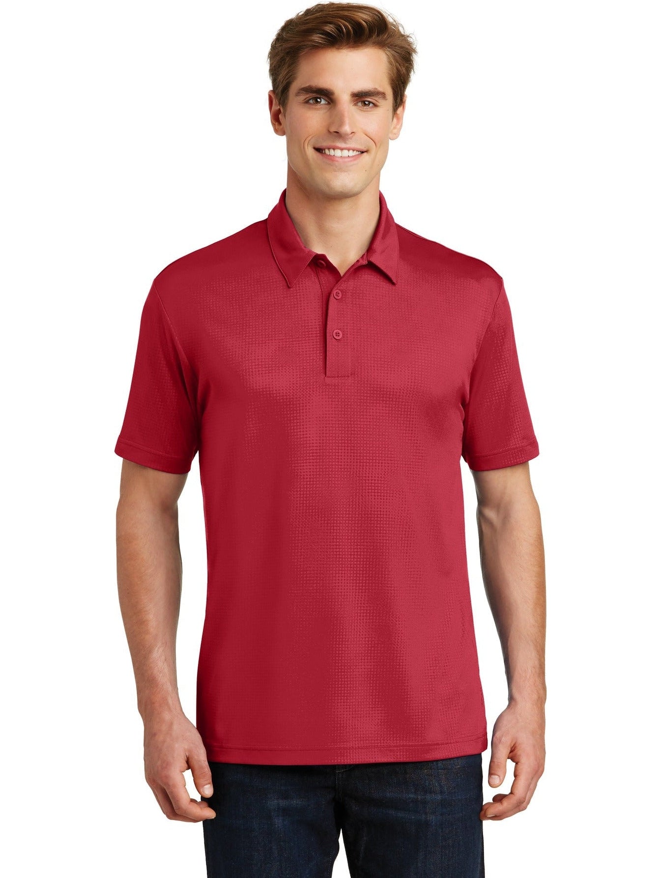 Sport-Tek Embossed Posicharge Tough Polo-Regular-Sport-Tek-Deep Red-S-Thread Logic