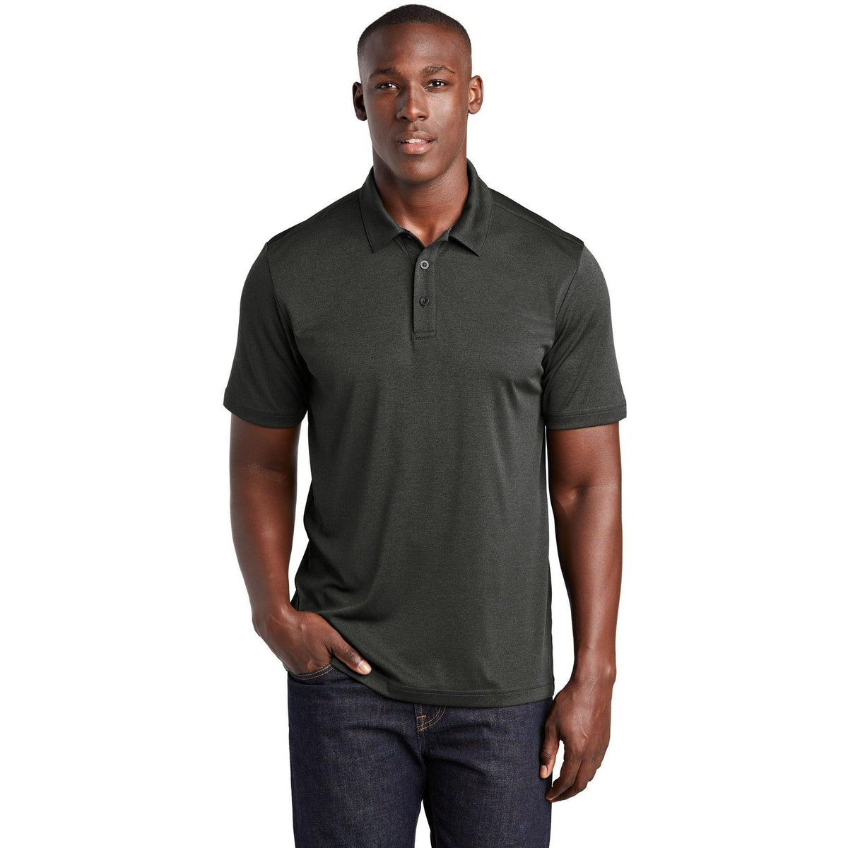 no-logo Sport-Tek Endeavor Polo-Regular-Sport-Tek-Black Heather-S-Thread Logic