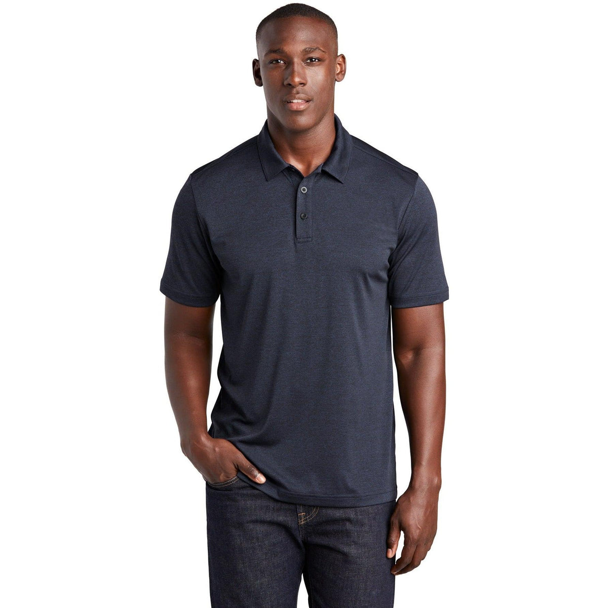 no-logo Sport-Tek Endeavor Polo-Regular-Sport-Tek-Deep Navy Heather-S-Thread Logic