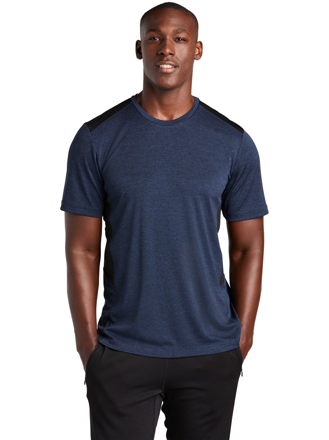 Sport-Tek Endeavor Tee-Regular-Sport-Tek-Dark Royal Heather/Black-S-Thread Logic