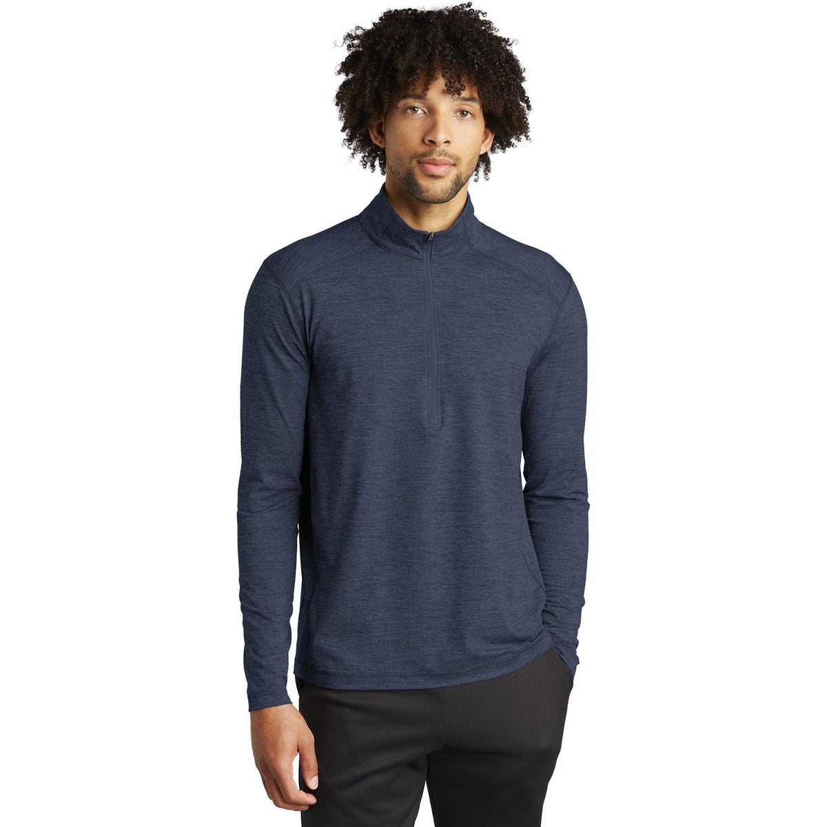 no-logo Sport-Tek Exchange 1.5 Long Sleeve 1/2-Zip-Regular-Sport-Tek-Dark Denim Heather-S-Thread Logic