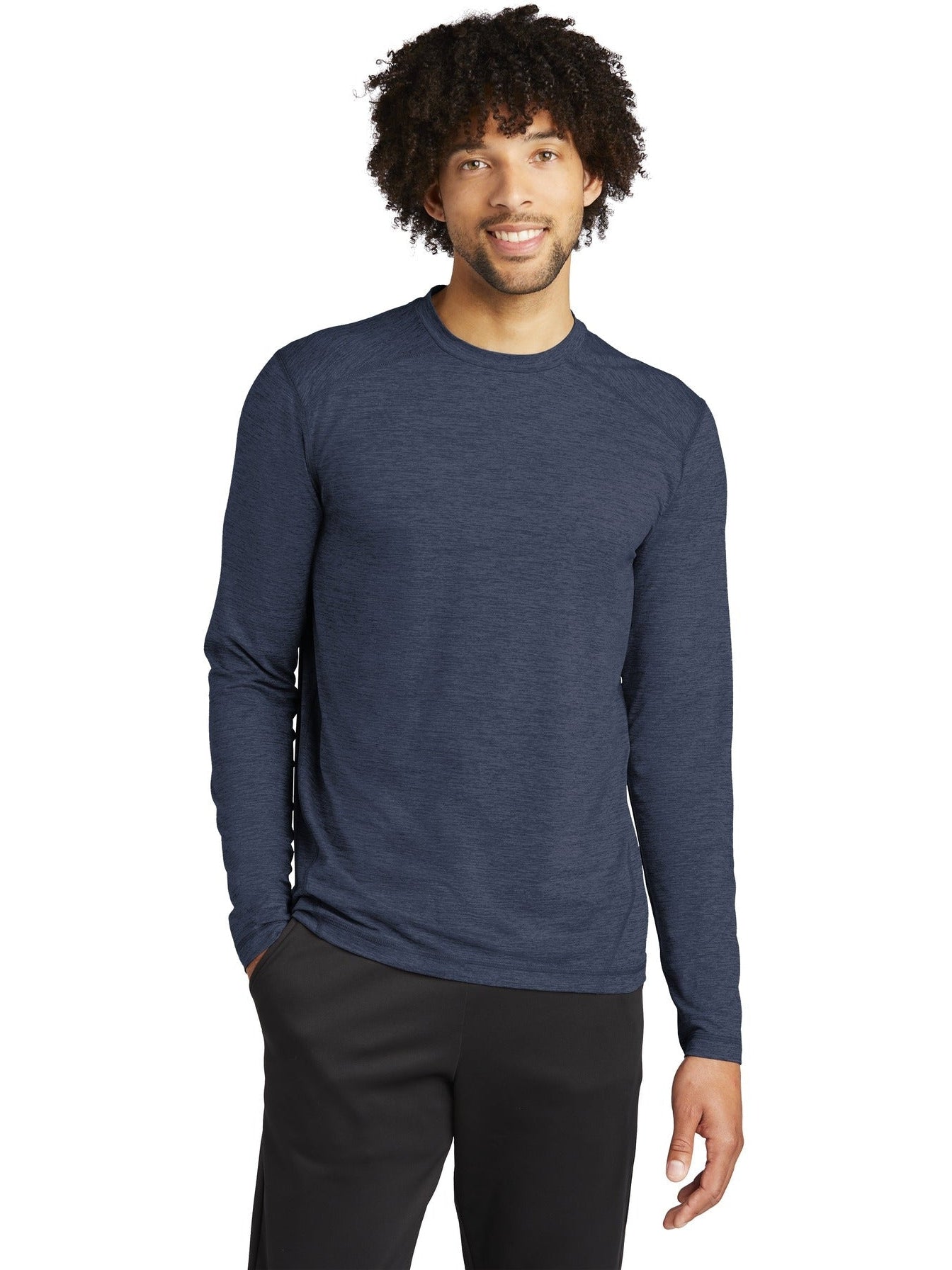 Sport-Tek Exchange 1.5 Long Sleeve Crew-Regular-Sport-Tek-Dark Denim Heather-S-Thread Logic
