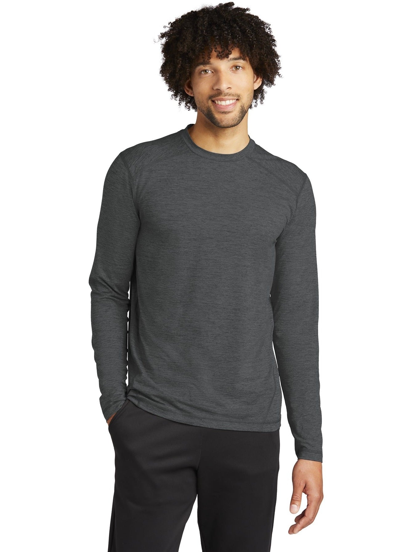 Sport-Tek Exchange 1.5 Long Sleeve Crew-Regular-Sport-Tek-Graphite Heather-S-Thread Logic