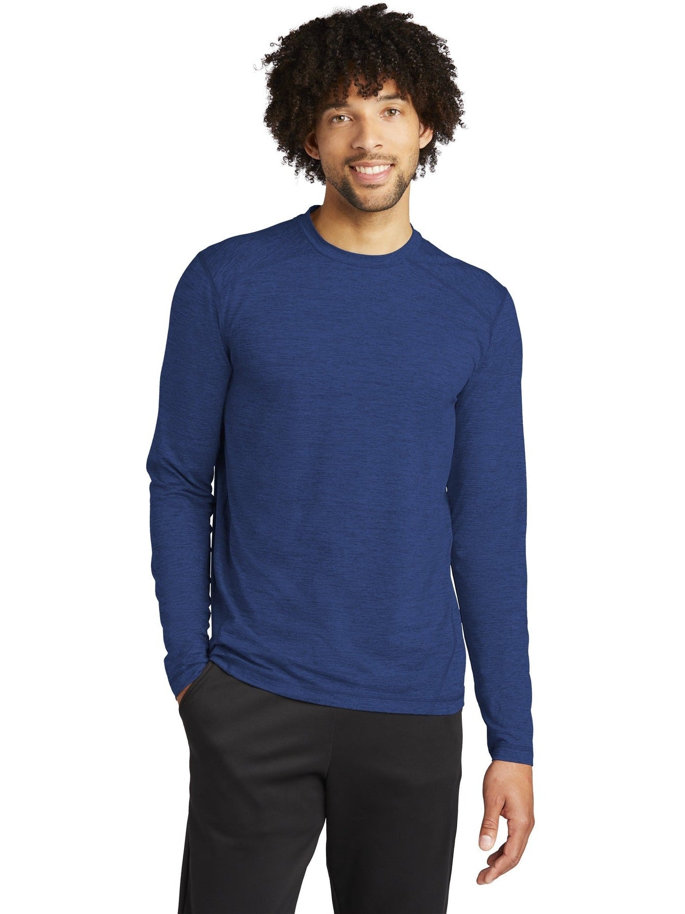 Sport-Tek Exchange 1.5 Long Sleeve Crew-Regular-Sport-Tek-True Royal Heather-S-Thread Logic