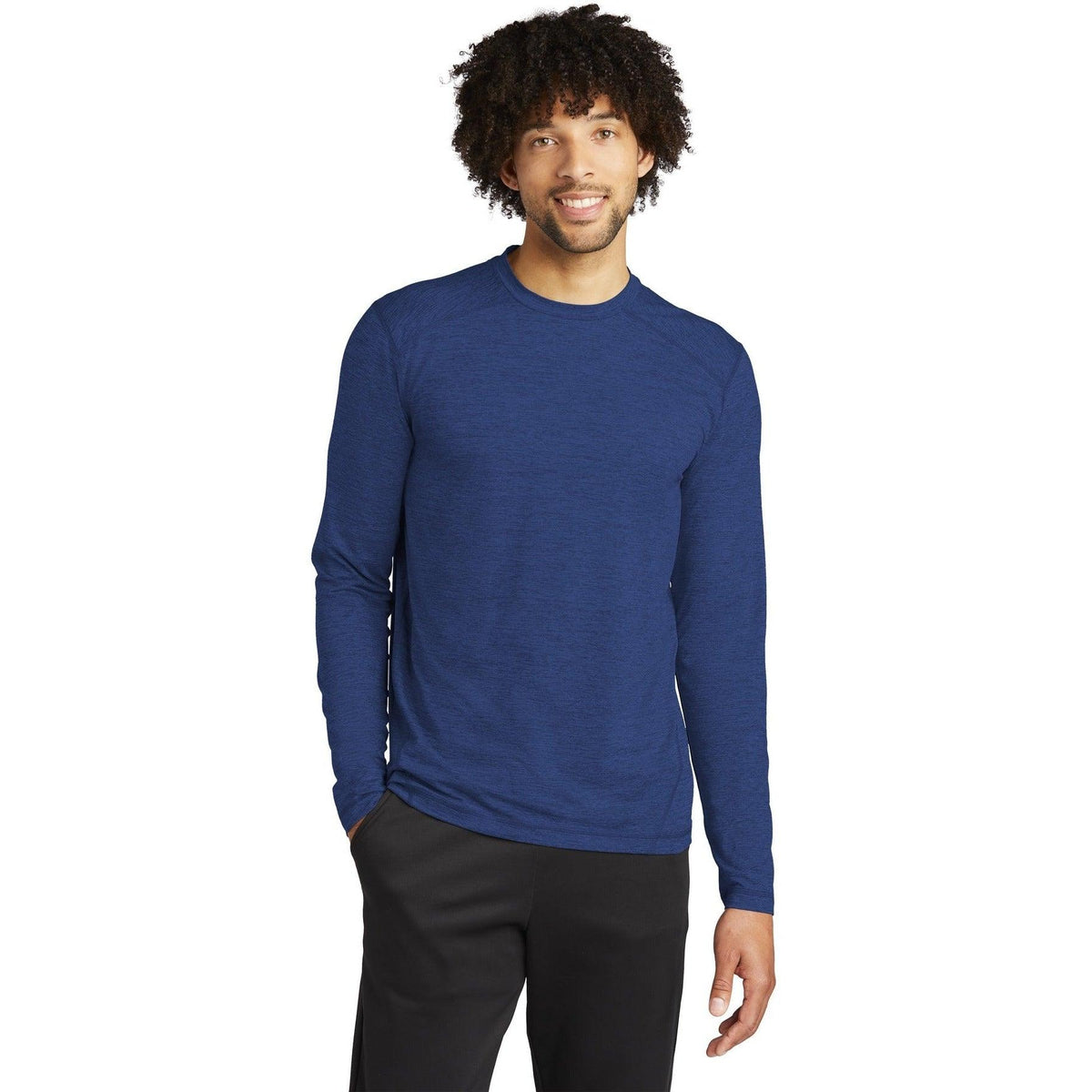 no-logo Sport-Tek Exchange 1.5 Long Sleeve Crew-Regular-Sport-Tek-True Royal Heather-S-Thread Logic