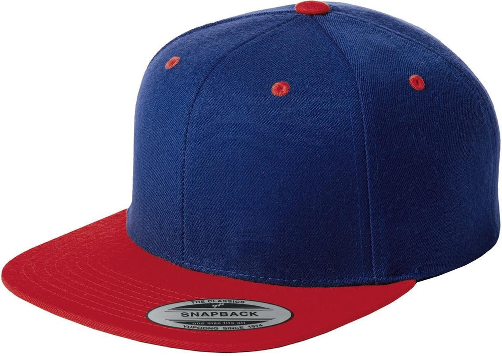 Sport-Tek Flat Bill Snapback Cap-Regular-Sport-Tek-True Royal/True Red-OSFA-Thread Logic no-logo