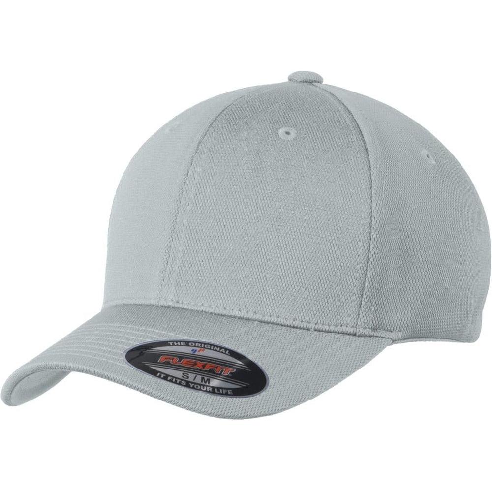 no-logo Sport-Tek Flexfit Cool & Dry Poly Block Mesh Cap-Headwear-Sport-Tek-Grey Heather-S/M-Thread Logic