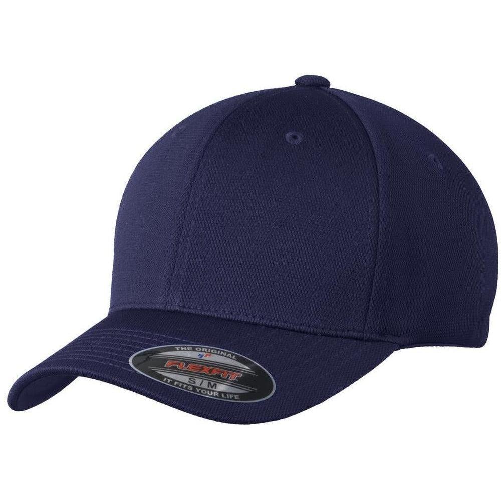 no-logo Sport-Tek Flexfit Cool & Dry Poly Block Mesh Cap-Headwear-Sport-Tek-True Navy-S/M-Thread Logic
