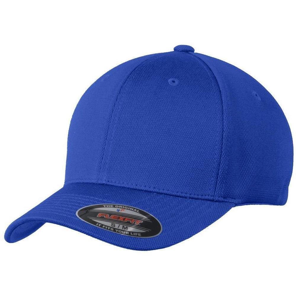 no-logo Sport-Tek Flexfit Cool & Dry Poly Block Mesh Cap-Headwear-Sport-Tek-True Royal-S/M-Thread Logic