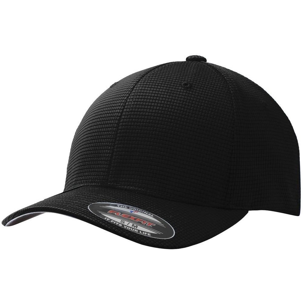 no-logo Sport-Tek Flexfit Grid Texture Cap-Headwear-Sport-Tek-Black-S/M-Thread Logic