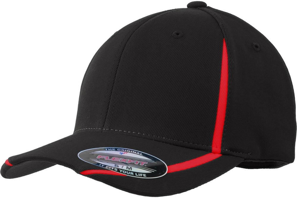 Sport-Tek Flexfit Performance Colorblock Cap-Active-Sport-Tek-Black/True Red-S/M-Thread Logic no-logo