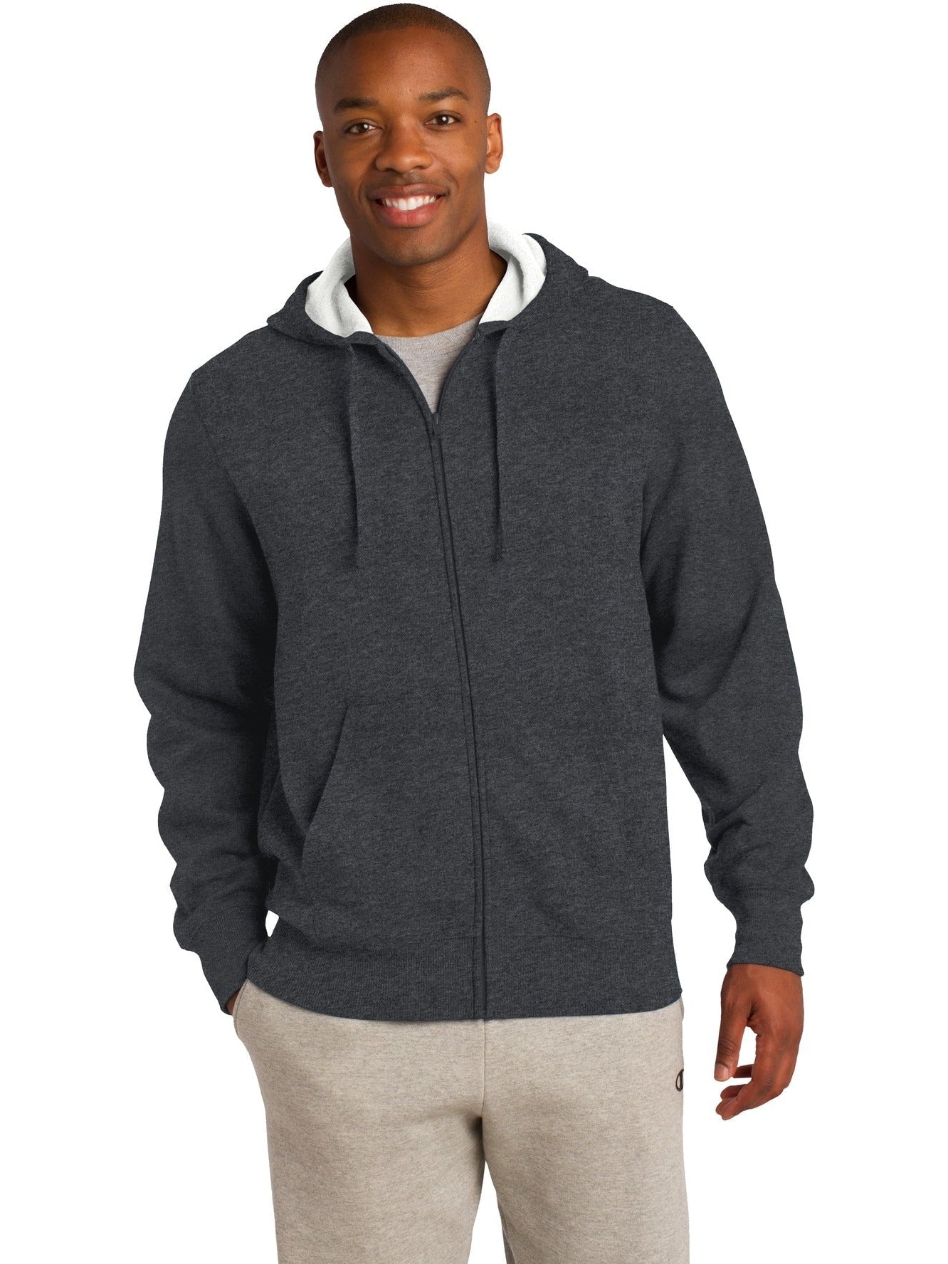 Sport-Tek Full-Zip Hooded Sweatshirt-Regular-Sport-Tek-Graphite Heather-S-Thread Logic