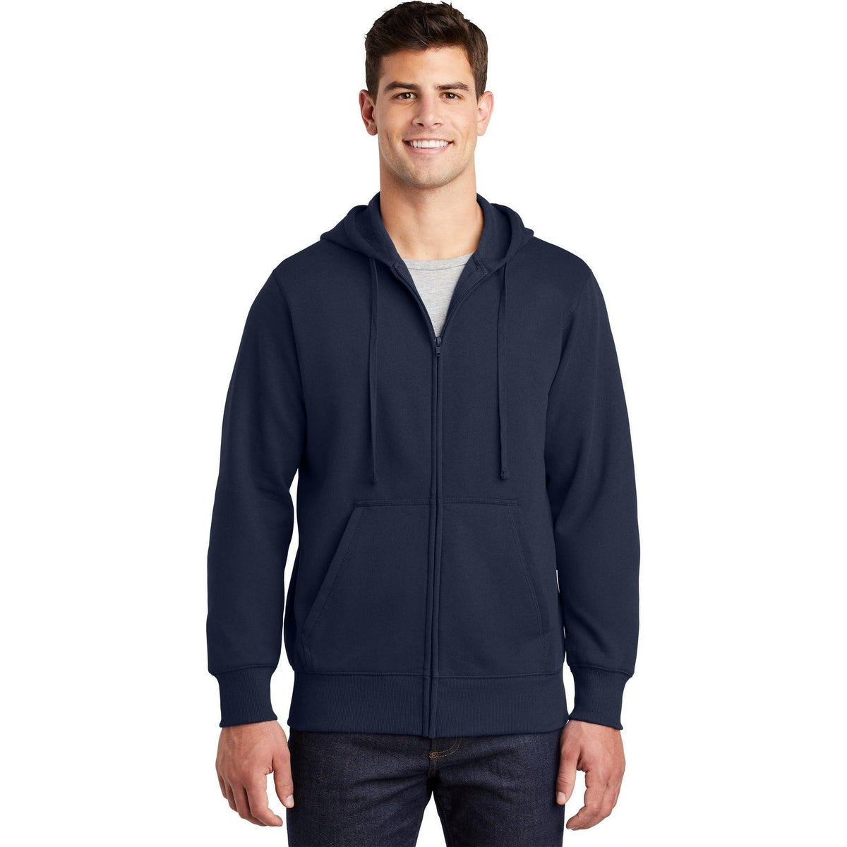 no-logo Sport-Tek Full-Zip Hooded Sweatshirt-Regular-Sport-Tek-True Navy-S-Thread Logic