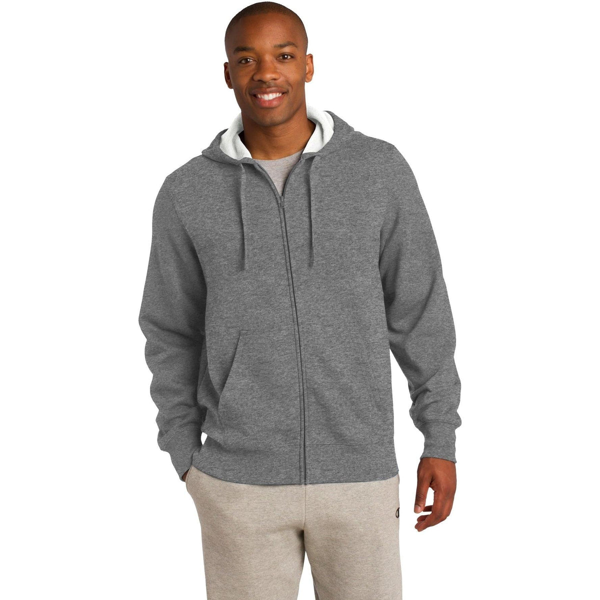 no-logo Sport-Tek Full-Zip Hooded Sweatshirt-Regular-Sport-Tek-Vintage Heather-S-Thread Logic