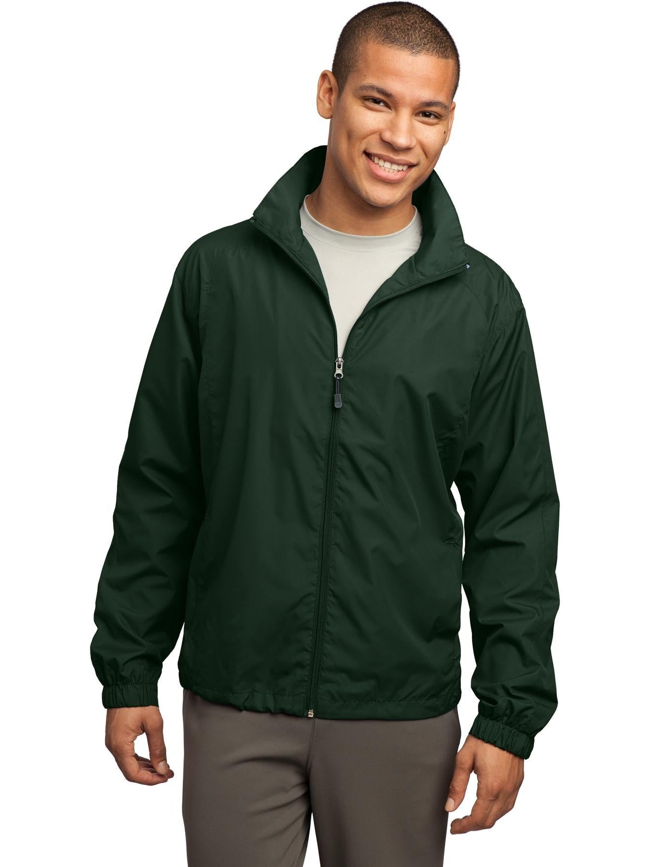 Sport-Tek Full-Zip Wind Jacket-Regular-Sport-Tek-Forest Green-S-Thread Logic