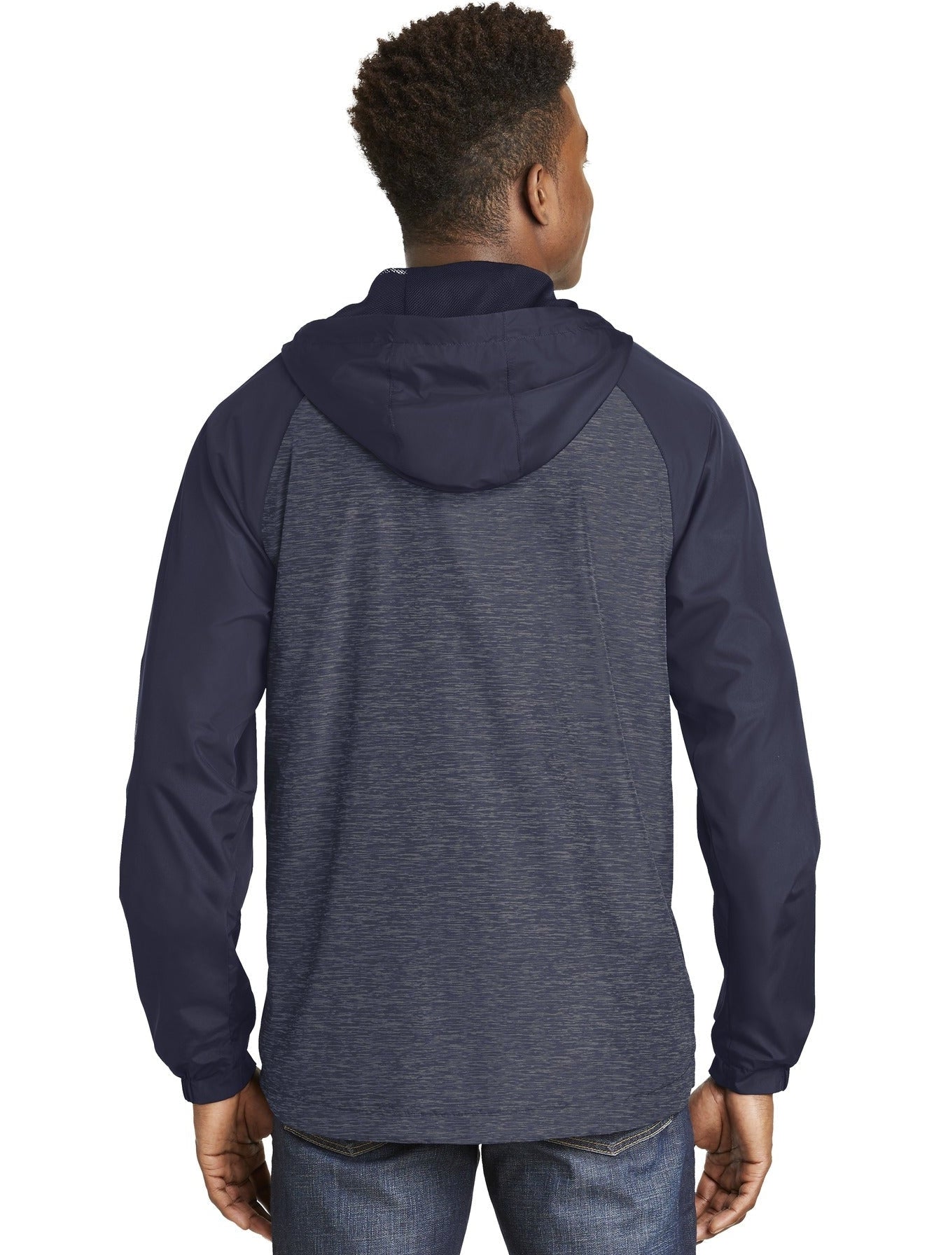 no-logo Sport-Tek Heather Colorblock Raglan Hooded Wind Jacket-Regular-Sport-Tek-Thread Logic