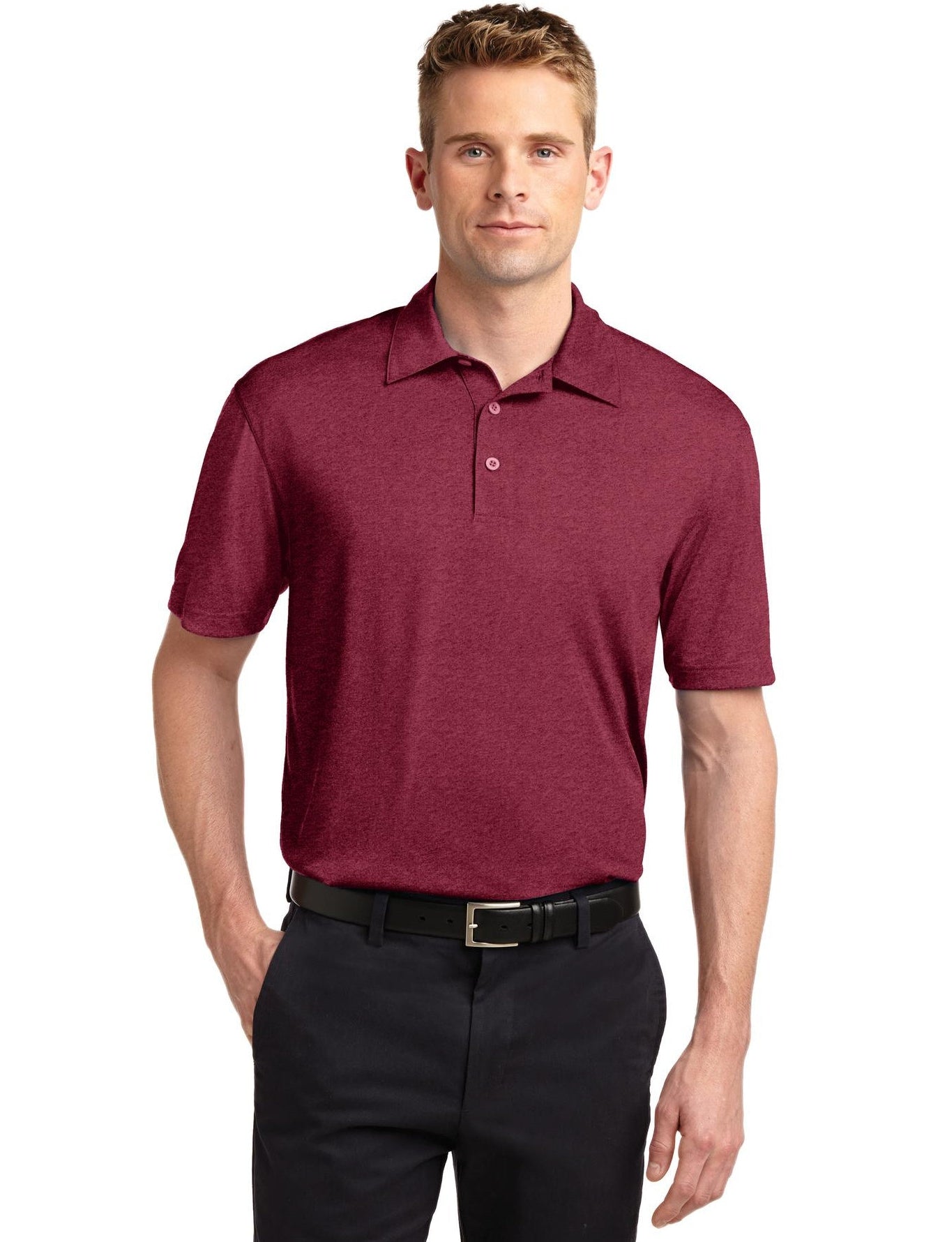 Sport-Tek Heather Contender Polo-Regular-Sport-Tek-Cardinal Heather-S-Thread Logic