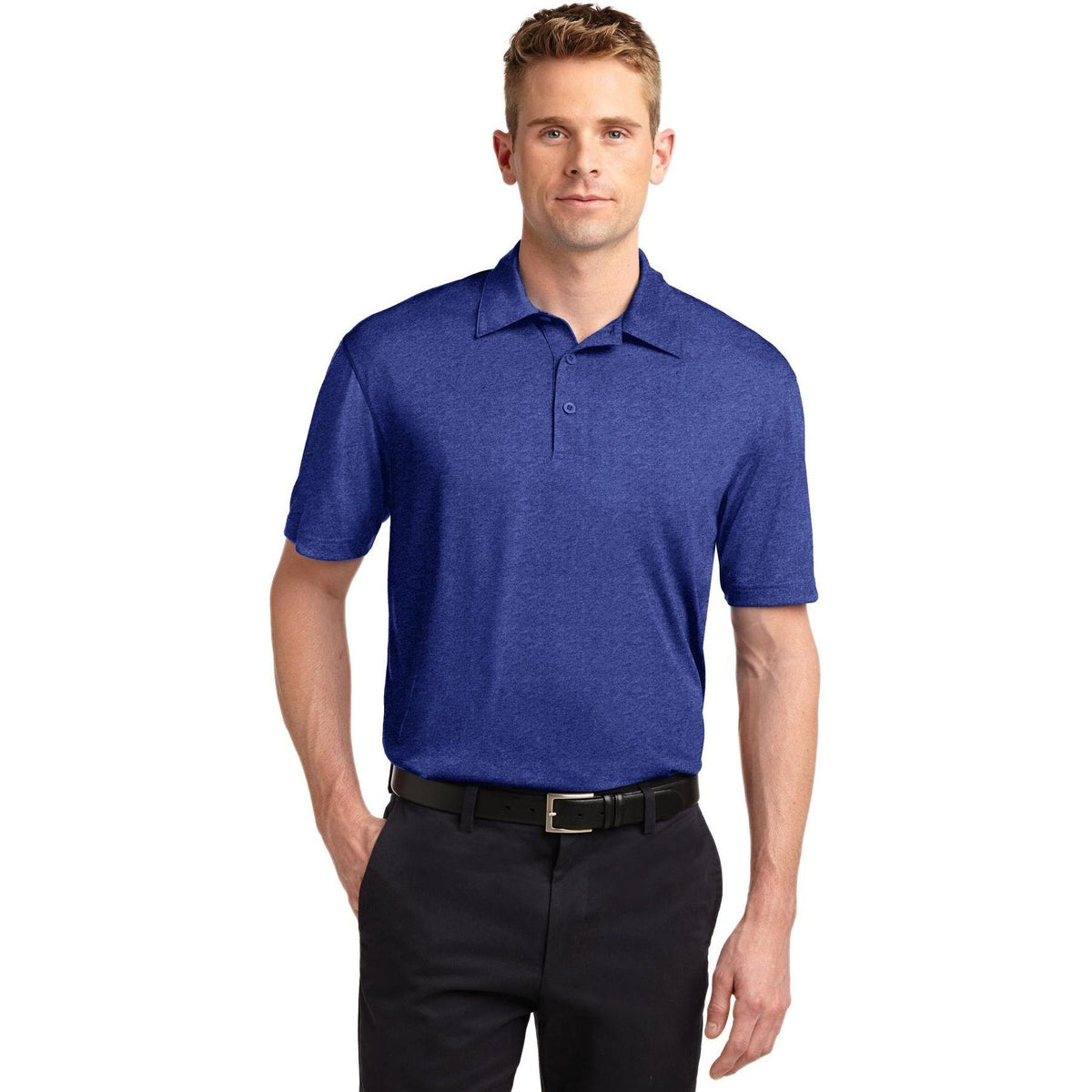 no-logo Sport-Tek Heather Contender Polo-Regular-Sport-Tek-Cobalt Heather-S-Thread Logic
