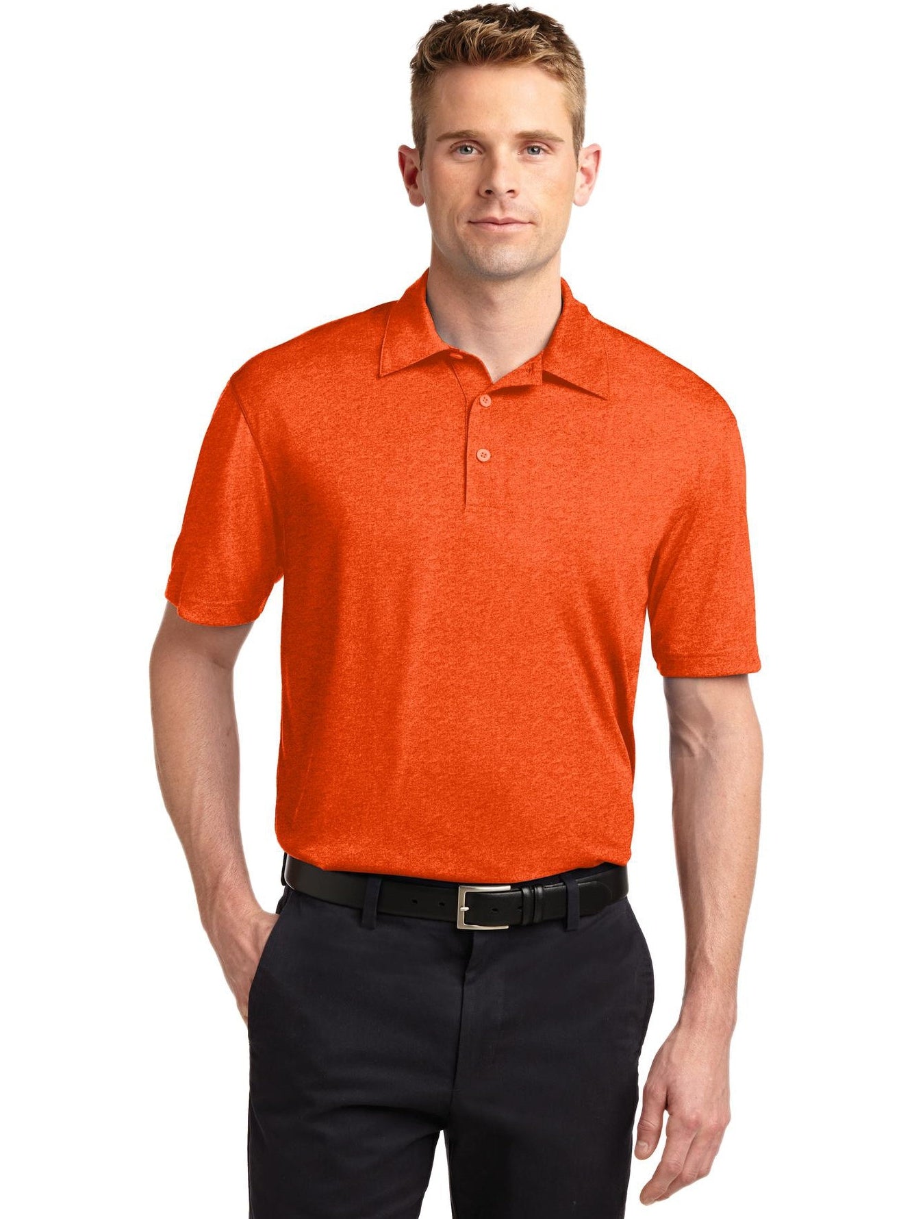 Sport-Tek Heather Contender Polo-Regular-Sport-Tek-Deep Orange Heather-S-Thread Logic