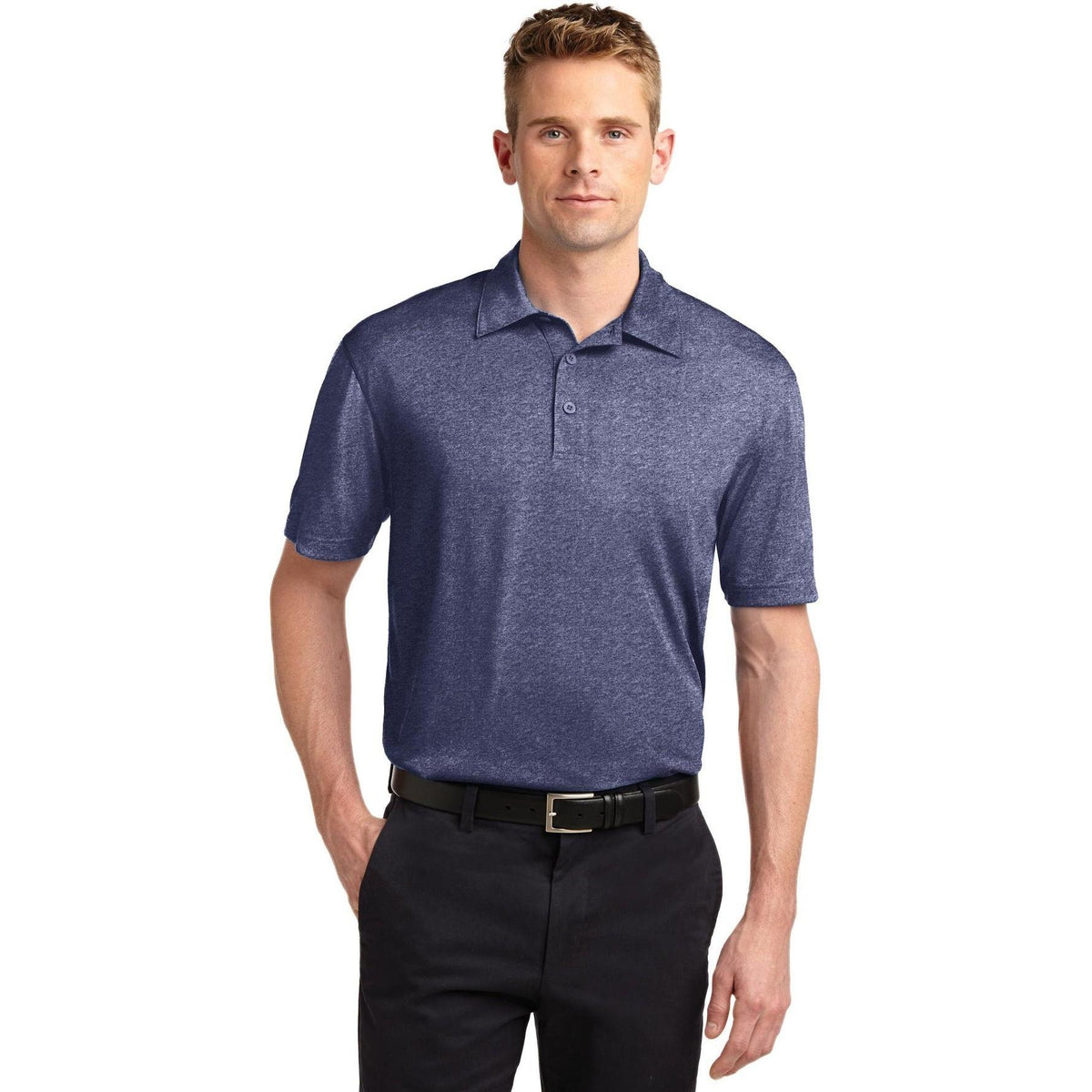 no-logo Sport-Tek Heather Contender Polo-Regular-Sport-Tek-True Navy Heather-S-Thread Logic