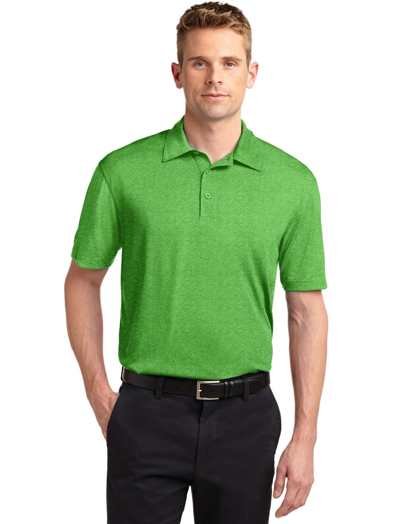 Sport-Tek Heather Contender Polo-Regular-Sport-Tek-Turf Green Heather-S-Thread Logic
