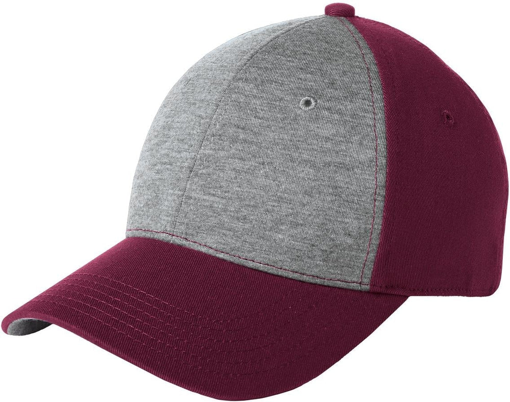 Sport-Tek Jersey Front Cap-Regular-Sport-Tek-Vintage Heather/Maroon-OSFA-Thread Logic no-logo