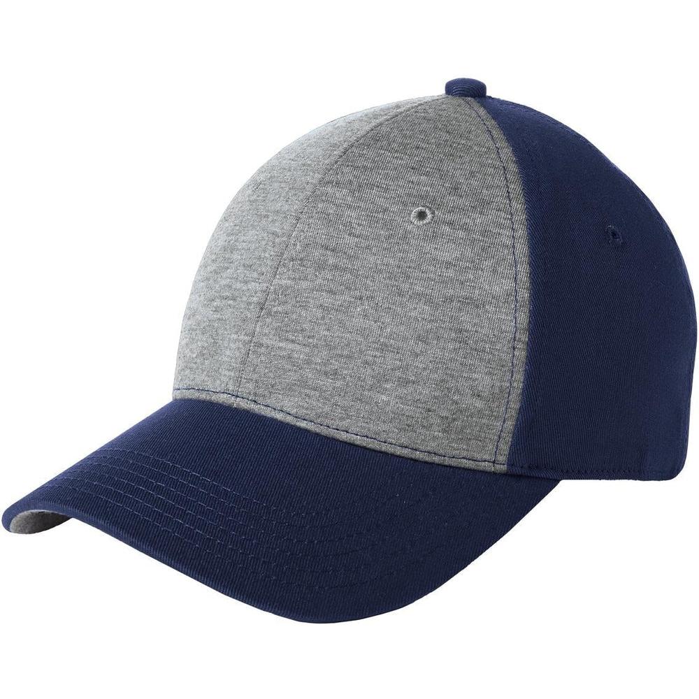no-logo CLOSEOUT - Sport-Tek Jersey Front Cap-Headwear-Sport-Tek-Vintage Heather/True Navy-OSFA-Thread Logic