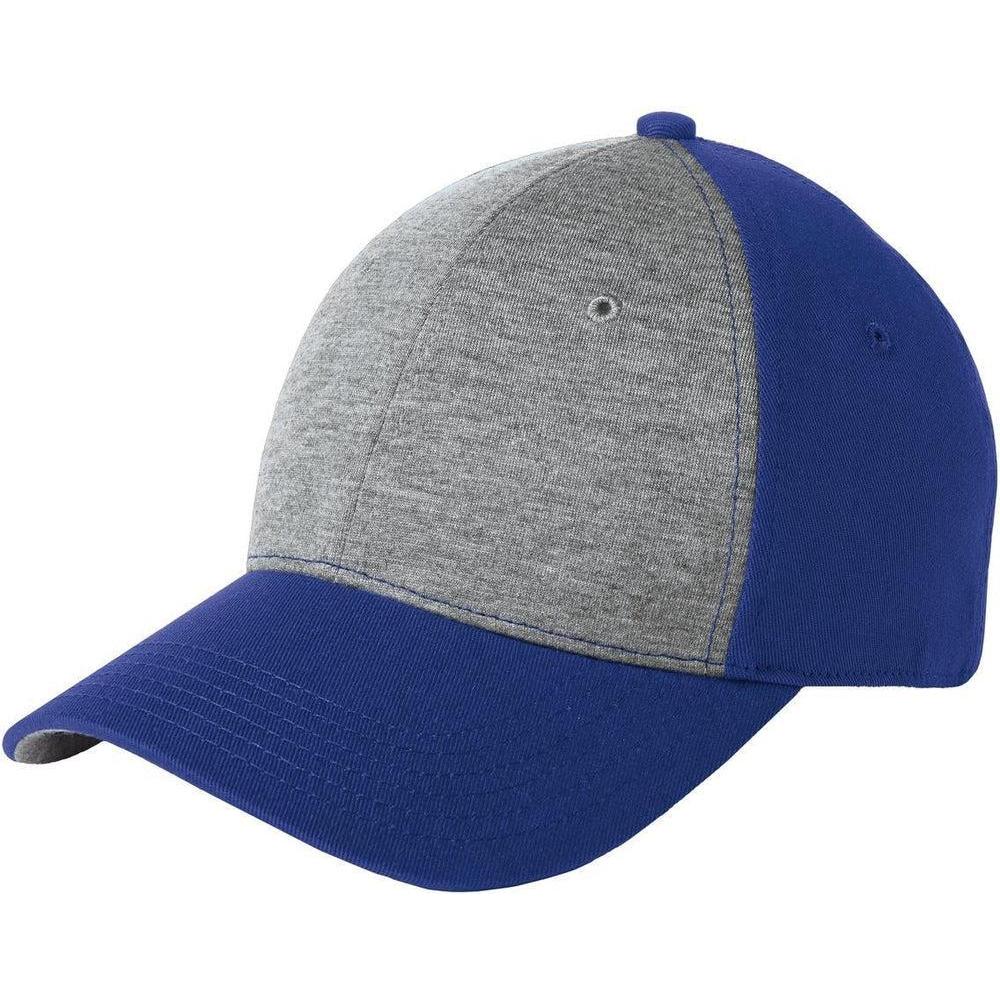 no-logo CLOSEOUT - Sport-Tek Jersey Front Cap-Headwear-Sport-Tek-Vintage Heather/True Royal-OSFA-Thread Logic